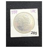 1889 UNC Morgan Silver Dollar Coin