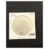 1896 UNC Morgan Silver Dollar Coin