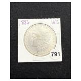 1886 UNC Morgan Silver Dollar Coin