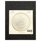 1891 UNC Morgan Silver Dollar Coin