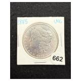 1885 UNC Morgan Silver Dollar Coin