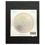 1885 UNC Morgan Silver Dollar Coin
