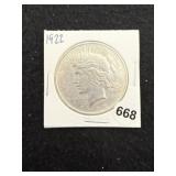 1922 Peace Silver Dollar Coin