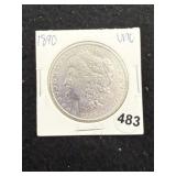 1890 UNC Morgan Silver Dollar Coin