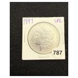 1897 UNC Morgan Silver Dollar Coin