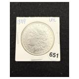 1889 UNC Morgan Silver Dollar Coin