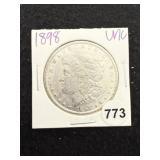 1898 UNC Morgan Silver Dollar Coin