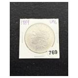 1889 UNC Morgan Silver Dollar Coin