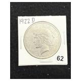 1922 D Peace Silver Dollar Coin