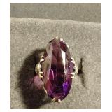 .925 Reticulated Mount Lg faceted amethyst Ring