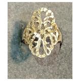 Sterling Carved & Reticulated into Oval Shape Ring