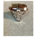 Sterling Fancy Mount, Lg Smokey Topaz Stone Ring