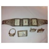 Chinese Silver Cannetille Filigree Bone Scrimshaw