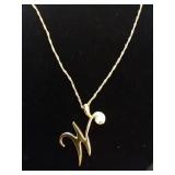 14k Diamonique Pendant 14k Chain Necklace 5.02g