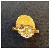 10k American Bank & Trust Pin -2 diamonds, 1 Ruby