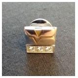 10k Commemorative Bank Pin 3 Diamonds 2.3g