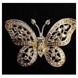Sterling Butterfly Brooch w/ over 30 cut Crystals
