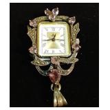 .925 Sterling Brooch w/ 9 Amethyst Stones