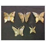 5 Sterling Butterfly Brooches
