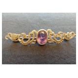 Vintage Sterling & Amethyst Brooch