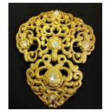 Signed Brooch with 6 Rhinestones