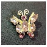 Pink Crystal Butterfly Brooch