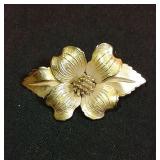 Gold Tone 2" Flower Brooch