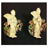 2 Oriental Bejeweled Brooches