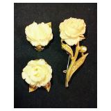 BSK Clip Earrings & Stick Brooch