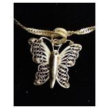 Sterling 29" Necklace & Butterfly Pendant 7.5g