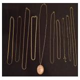 Lot of 10 Gold Filled & Costume Necklaces
