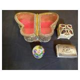 Butterfly Trinket Box, 3 Trinket Dishes