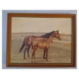 Framed Horse Print signed C.W. Handerson #5