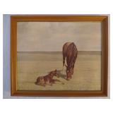Framed Horse Print signed C.W. Handerson #6