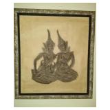 Pr Stone Rubbings art from Thailand Framed