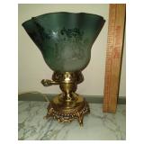 6in lamp bluerina ruffled shade w/acid etching