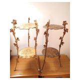 Pr hand cast metal accent tables