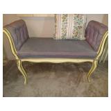 Painted Ivory & Gold Dressing Bench, cabriole legs