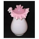 Hand blown vase with ribbon accent