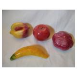 4 vintage alabaster/marble fruit