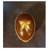 Brown Limoges enamel egg box w/2 perfumes