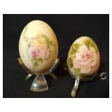 2 Hand Painted Porcelain Eggs