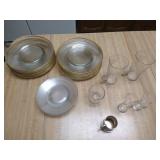lot of clear plates & etched mugs