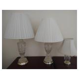 3 Pressed Glass Accent Lamps