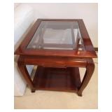 Glass Top Cherry End Table