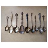 Group of 9 Silver Plate Collector Spoons