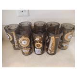 8 Vintage Georges Briard World Time glasses