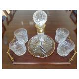 Waterford Crystal Decanter & 4 Glasses with Tray