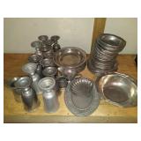 Group of Pewter Cups, Plates, & More