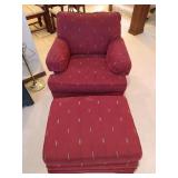 Red Upholstered Chair & Ottoman by Laine